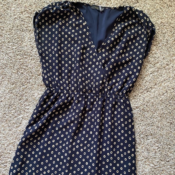 Navy polka dot cap sleeve dress - Picture 1 of 1